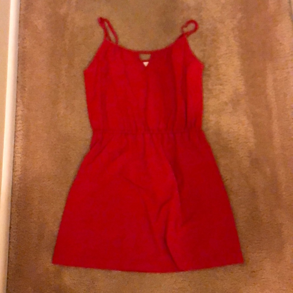 Red spaghetti strap dress